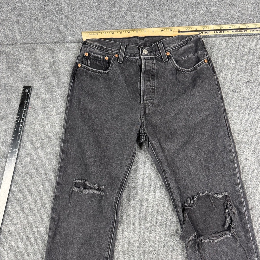 Levi's Jeans Womens Size 28 Black 501 Original Distressed Straight Leg Denim